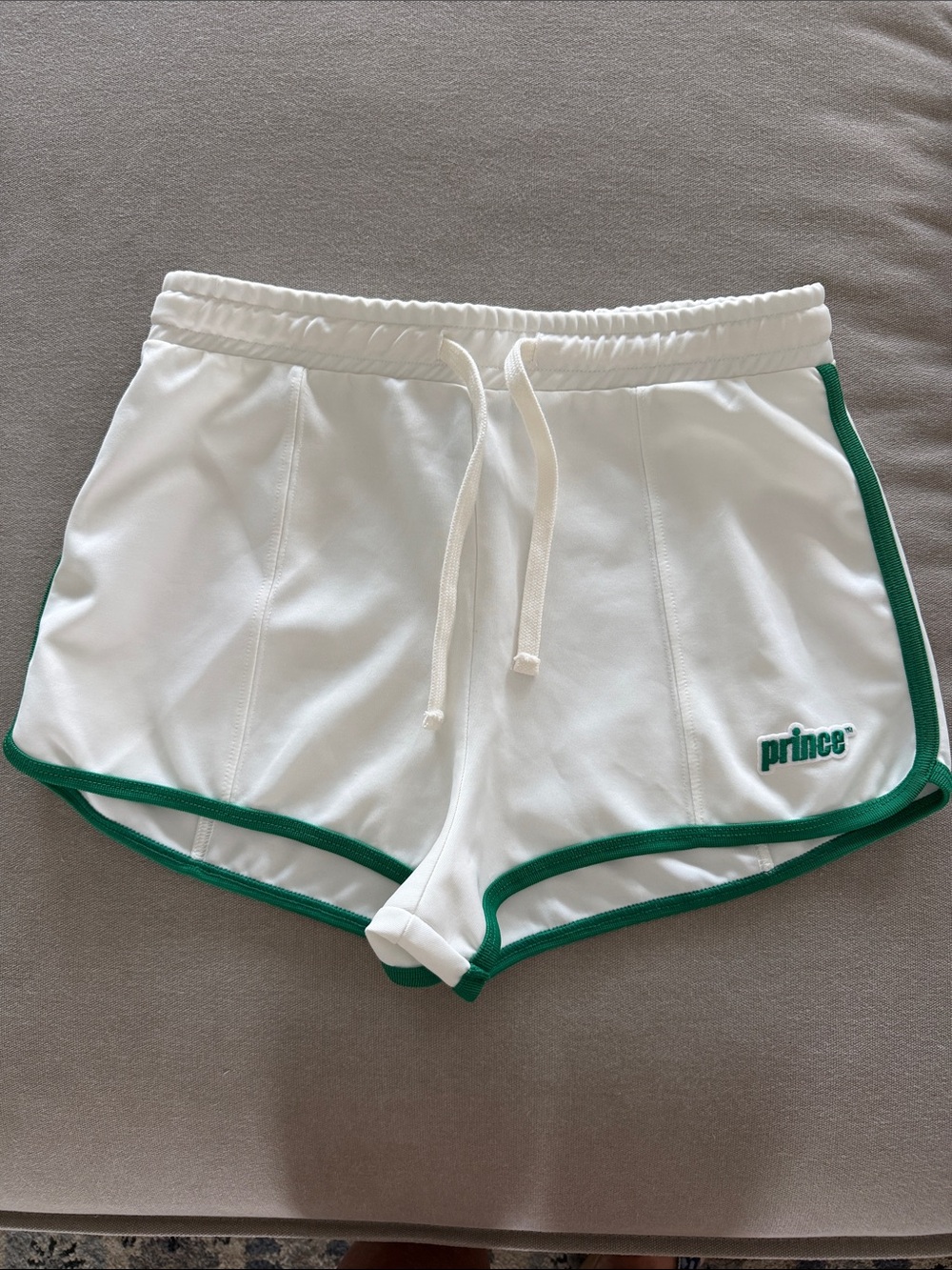 Zara & Prince White Athletic Shorts with Green Trim NWOT
